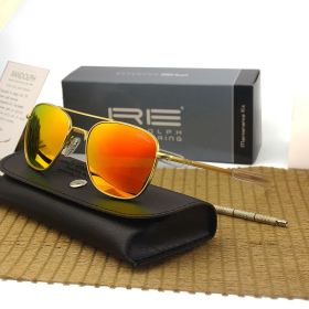 RE Sunglasses Man American Army Military Aviation Pilot Sun Glasses Glass Lens Woman Luxury Brand Vintage Metal Titanium Frame (Frame Color: RE58, Lenses Color: C13)