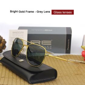 RE Sunglasses Man American Army Military Aviation Pilot Sun Glasses Glass Lens Woman Luxury Brand Vintage Metal Titanium Frame (Frame Color: RE55, Lenses Color: C1)
