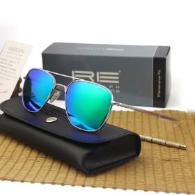 RE Sunglasses Man American Army Military Aviation Pilot Sun Glasses Glass Lens Woman Luxury Brand Vintage Metal Titanium Frame (Frame Color: RE58, Lenses Color: C17)