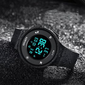 Men Sport Watch Multifunction Military Sports Watch Waterproof Luminous LED Digital Kids Watch Big Dial Student Electronic Watch (Color: Black1)