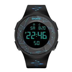 Men Sport Watch Multifunction Military Sports Watch Waterproof Luminous LED Digital Kids Watch Big Dial Student Electronic Watch (Color: Black)