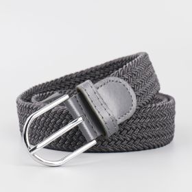 Men's Stretch Woven Braid Belt Canvas Elastic Fabric Woven Stretch Multicolored Braided Belts (Color: Gray)