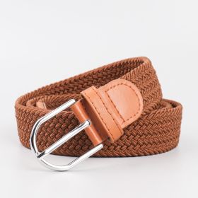 Men's Stretch Woven Braid Belt Canvas Elastic Fabric Woven Stretch Multicolored Braided Belts (Color: Brown)