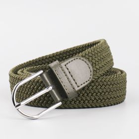 Men's Stretch Woven Braid Belt Canvas Elastic Fabric Woven Stretch Multicolored Braided Belts (Color: MILITARY GREEN)