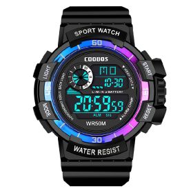 Cool Luminous Men Sport Watch High-end Silicone Strap Military Wrist Watch Led Calendar Waterproof Digital Watch reloj de hombre (Color: 0990 blue, size: 1)