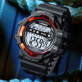 Cool Luminous Men Sport Watch High-end Silicone Strap Military Wrist Watch Led Calendar Waterproof Digital Watch reloj de hombre (Color: 808 red, size: 1)