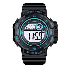 Cool Luminous Men Sport Watch High-end Silicone Strap Military Wrist Watch Led Calendar Waterproof Digital Watch reloj de hombre (Color: 0939 sky blue, size: 1)