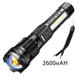 Tactical Flashlight - Military-Grade Aluminum Alloy & ABS, Zoomable Beam with 5 Modes for Camping, Hiking & Emergency Use (Battery capacity: 2600 mAh)
