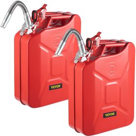 VEVOR Jerry Fuel Can, 5.3 Gallon / 20 L Portable Jerry Gas Can with Flexible Spout System (Color: Red, Quantity: 2 Piece)