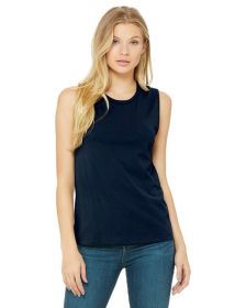 Ladies' Jersey Muscle Tank - WHITE - S (Color: NAVY, size: M)