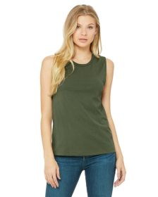 Ladies' Jersey Muscle Tank - WHITE - S (Color: MILITARY GREEN, size: 2XL)