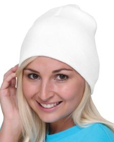 Bayside BA3810 100% Acrylic Beanie (Color: White, size: OS)