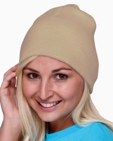Bayside BA3810 100% Acrylic Beanie (Color: STONE, size: OS)