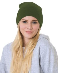 Bayside BA3810 100% Acrylic Beanie (Color: MILITARY GREEN, size: OS)