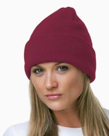 Bayside BA3825 100% Acrylic Knit Cuff Beanie (Color: BURGUNDY, size: OS)