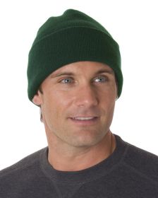 Bayside BA3825 100% Acrylic Knit Cuff Beanie (Color: FOREST GREEN, size: OS)