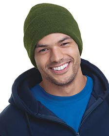 Bayside BA3825 100% Acrylic Knit Cuff Beanie (Color: MILITARY GREEN, size: OS)
