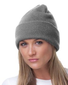 Bayside BA3825 100% Acrylic Knit Cuff Beanie (Color: DARK ASH, size: OS)