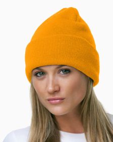 Bayside BA3825 100% Acrylic Knit Cuff Beanie (Color: GOLD, size: OS)