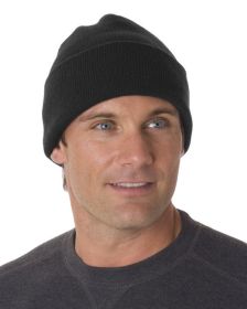 Bayside BA3825 100% Acrylic Knit Cuff Beanie (Color: Black, size: OS)
