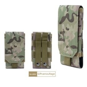 Vertical military fan leisure fashion cell phone waist pack outdoor tactical waterproof sports cell phone bag men's waist bag (Color: Camouflage)