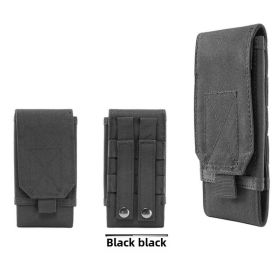 Vertical military fan leisure fashion cell phone waist pack outdoor tactical waterproof sports cell phone bag men's waist bag (Color: Black)